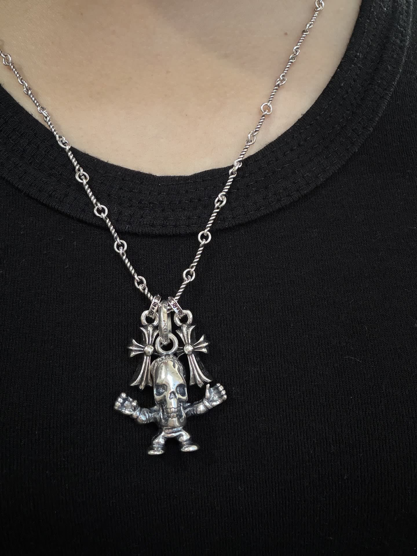 Chrome Hearts Silver Skull Pendant Necklace